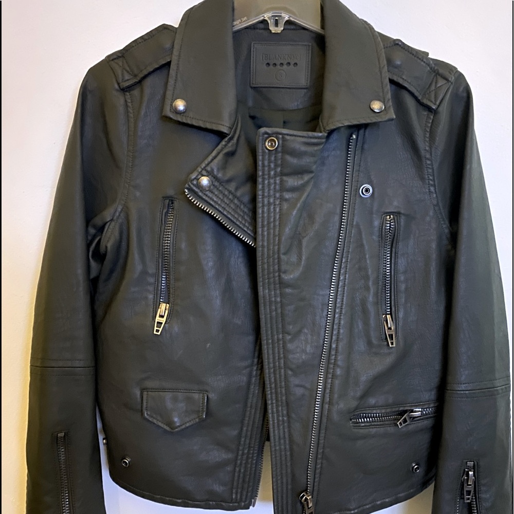 Olive Leather Motorcycle Jacket.